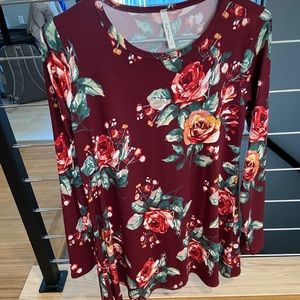 Red floral tunic